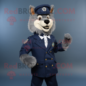 Navy say wolf mascot costume character dressed with Suit Pants and Cummerbunds