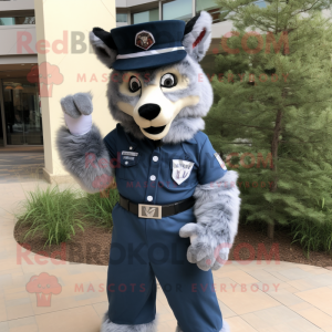 Navy say wolf mascot costume character dressed with Suit Pants and Cummerbunds