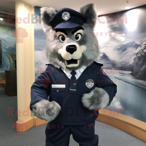 Navy say wolf mascot costume character dressed with Suit Pants and Cummerbunds