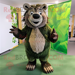 Olive Wild boar mascot costume character dressed with Wrap Dress and Foot pads
