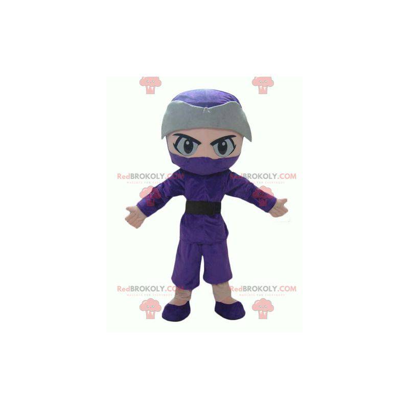 Ragazzo mascotte ninja in abito viola e grigio - Redbrokoly.com