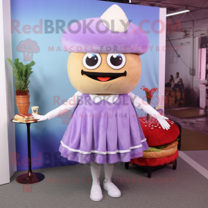 Lavender Hamburger mascot costume character dressed with A-Line Skirt and Anklets
