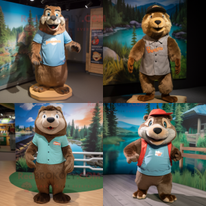 nan Beaver mascot costume character dressed with Shorts and Headbands