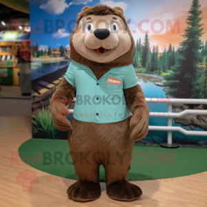 nan Beaver mascot costume character dressed with Shorts and Headbands