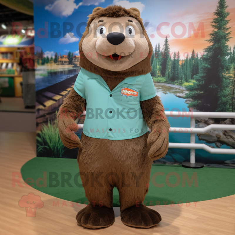 nan Beaver mascot costume character dressed with Shorts and Headbands nan Beaver mascot costume character dressed with Shorts and Headbands