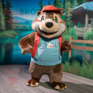 nan Beaver mascot costume character dressed with Shorts and Headbands