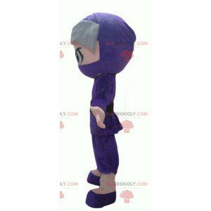 Mascotte de ninja de garçon en tenue violette et grise -