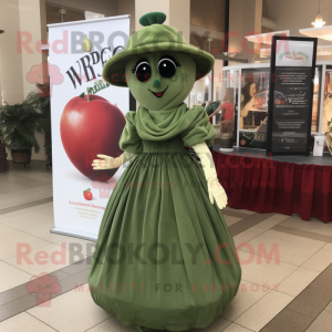 Olive Jambalaya mascot costume character dressed with Ball Gown and Berets