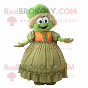 Olive Jambalaya mascot costume character dressed with Ball Gown and Berets