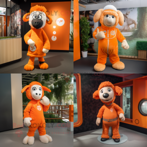 Orange Sheep maskot kostume...