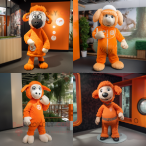 Orange Sheep mascot costume character dressed with Playsuit and Cummerbunds