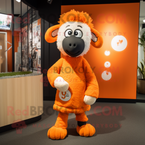 Orange Sheep mascot costume character dressed with Playsuit and Cummerbunds