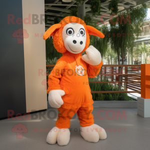 Orange Sheep maskot kostume...