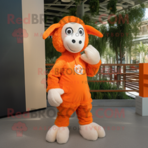 Orange Sheep mascot costume character dressed with Playsuit and Cummerbunds