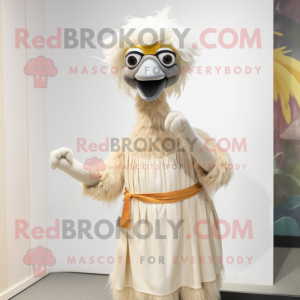 Cream Emu maskot kostume...