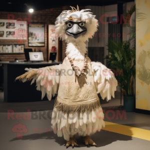 Krémová postava maskota Emu...