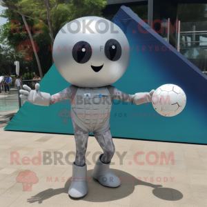 Silver Volleyball ball mascot costume character dressed with Bikini and Cummerbunds