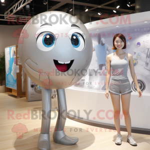 Silver Volleyball ball mascot costume character dressed with Bikini and Cummerbunds