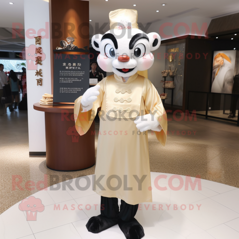 Tan Dim Sum mascot costume character dressed with Tuxedo and Anklets Tan Dim Sum mascot costume character dressed with Tuxedo and Anklets