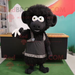 Black Sheep mascot costume character dressed with Pencil Skirt and Shoe clips