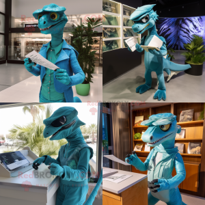 Cyan Velociraptor kostium...