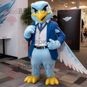 Sky Blue Hawk maskot drakt...