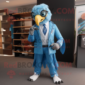 Sky Blue Hawk maskot drakt...