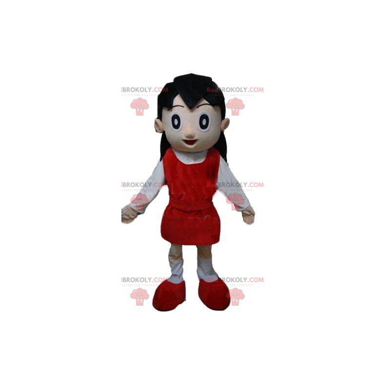 Ragazza mascotte in abito rosso e bianco - Redbrokoly.com