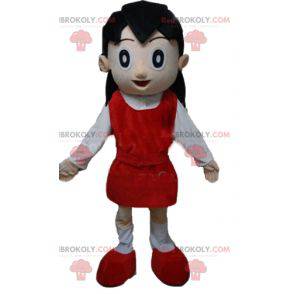 Ragazza mascotte in abito rosso e bianco - Redbrokoly.com