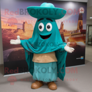 Teal Fajitas mascot costume character dressed with Long Sleeve Tee and Cummerbunds