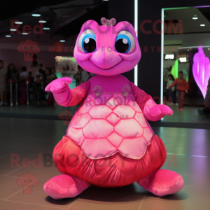 Pink Turtle maskot kostume...