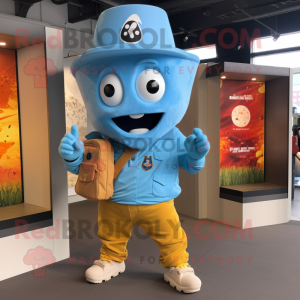 Sky Blue Nachos mascot costume character dressed with Cargo Pants and Watches
