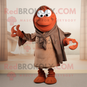 Brown Lobster Bisque mascot costume character dressed with Trousers and Shawls