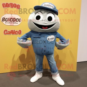Gray Crab Cakes mascot costume character dressed with Bootcut Jeans and Wallets