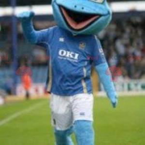 Mascote sapo azul em roupas esportivas - Redbrokoly.com