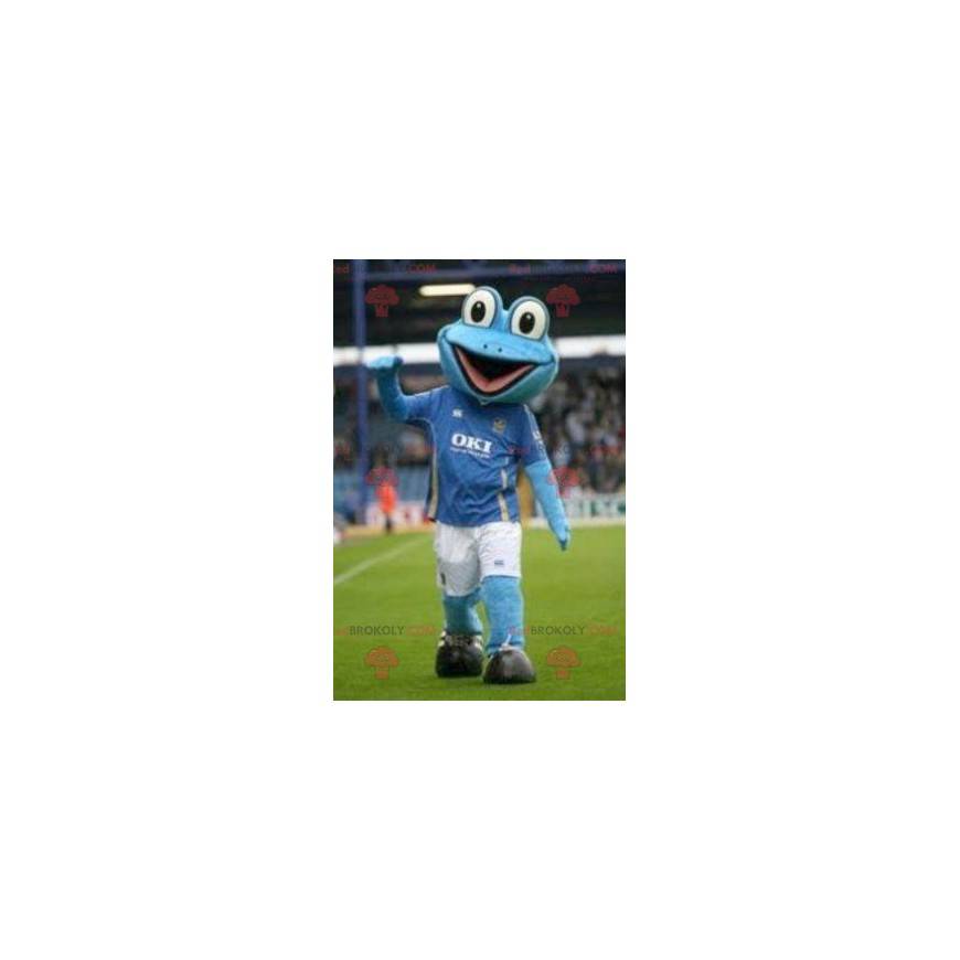 Mascotte de grenouille bleue en tenue de sport - Redbrokoly.com