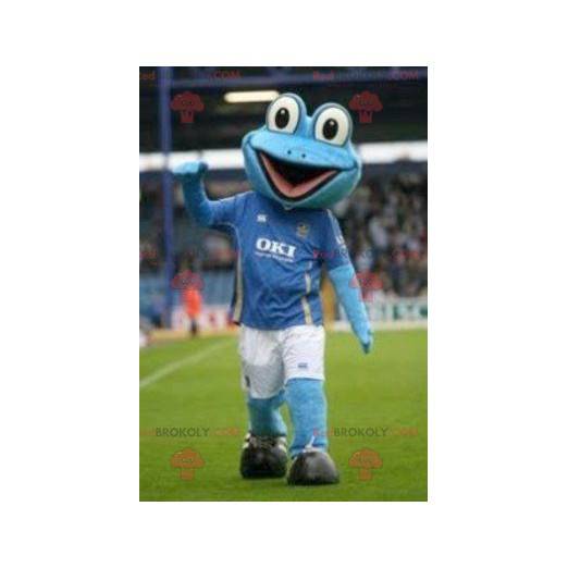 Mascote sapo azul em roupas esportivas - Redbrokoly.com