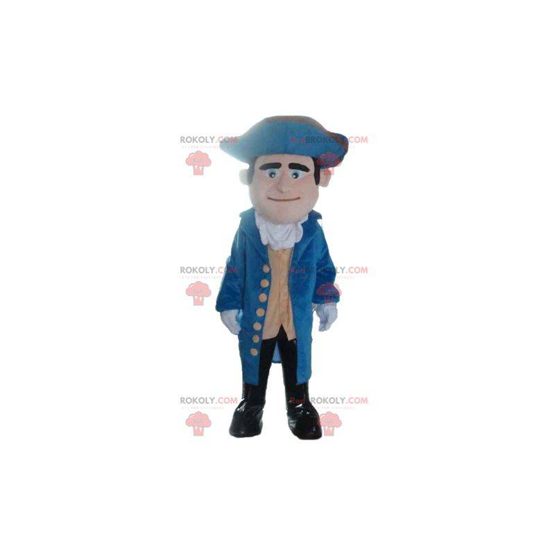 Vintage Soldat Maskottchen im blauen und gelben Outfit -