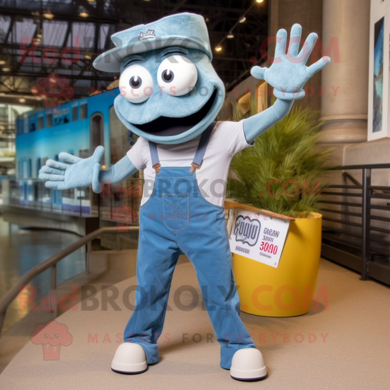 Gray Crab Cakes mascot costume character dressed with Bootcut Jeans and Wallets Gray Crab Cakes mascot costume character dressed with Bootcut Jeans and Wallets