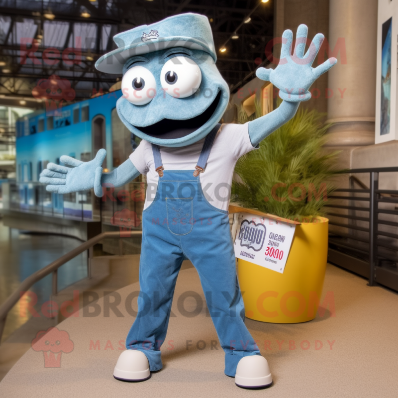 Gray Crab Cakes mascot costume character dressed with Bootcut Jeans and Wallets