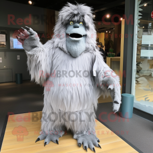 Gray Yeti mascot costume character dressed with Empire Waist Dress and Foot pads