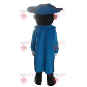 Vintage soldier mascot in blue and yellow outfit -
