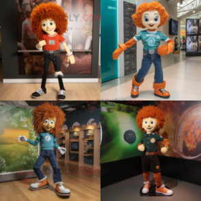 Rust Irish dancing shoes mascot costume character dressed with Skinny Jeans and Watches