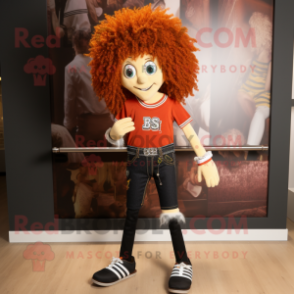 Rust Irish dancing shoes mascot costume character dressed with Skinny Jeans and Watches