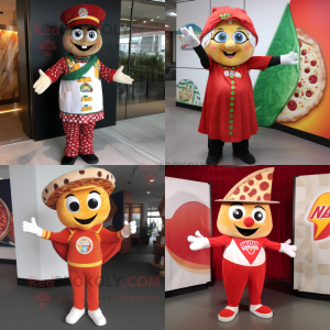 nan pizza slice mascot costume character dressed with Jumpsuit and Brooches