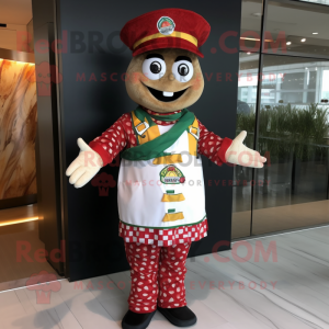 nan pizza slice mascot costume character dressed with Jumpsuit and Brooches