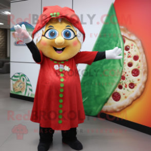 nan pizza slice mascot costume character dressed with Jumpsuit and Brooches