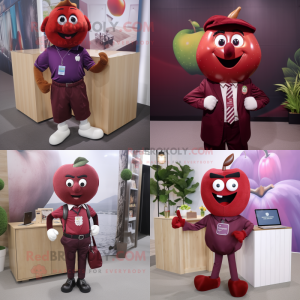 Maroon Apple maskot kostyme...