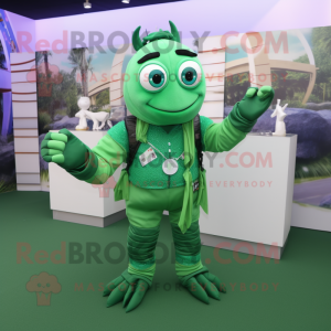Green Lobster mascot costume character dressed with Waistcoat and Bracelet watches