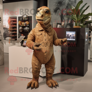 Brun Iguanodon maskot...